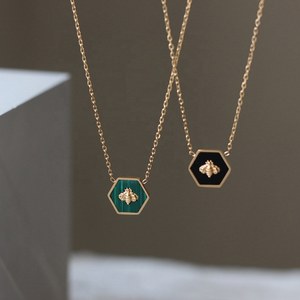 Malachite hexagon necklace
