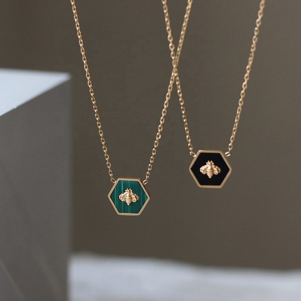 Malachite hexagon necklace
