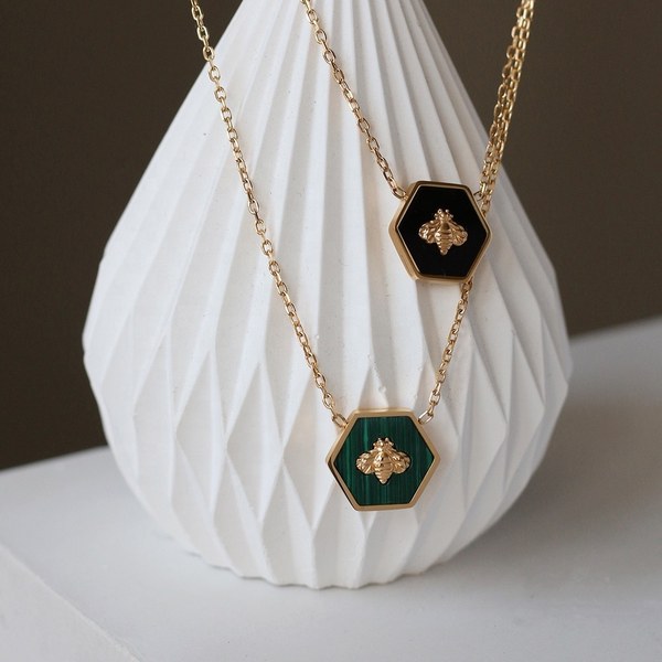 Malachite hexagon necklace, photo 2