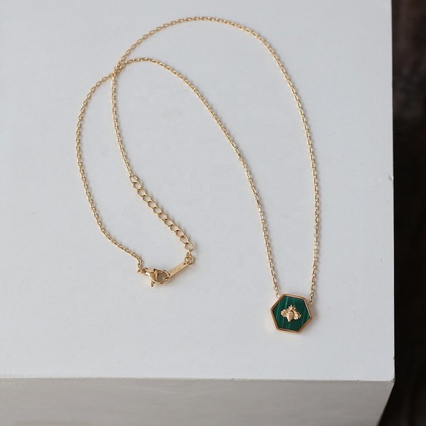 Malachite hexagon necklace, photo 3