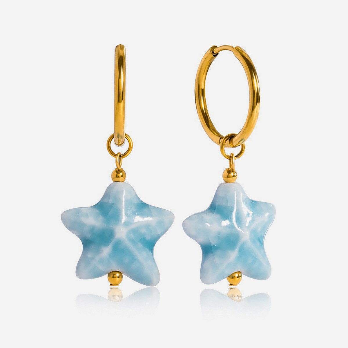 Starfish charm hoops