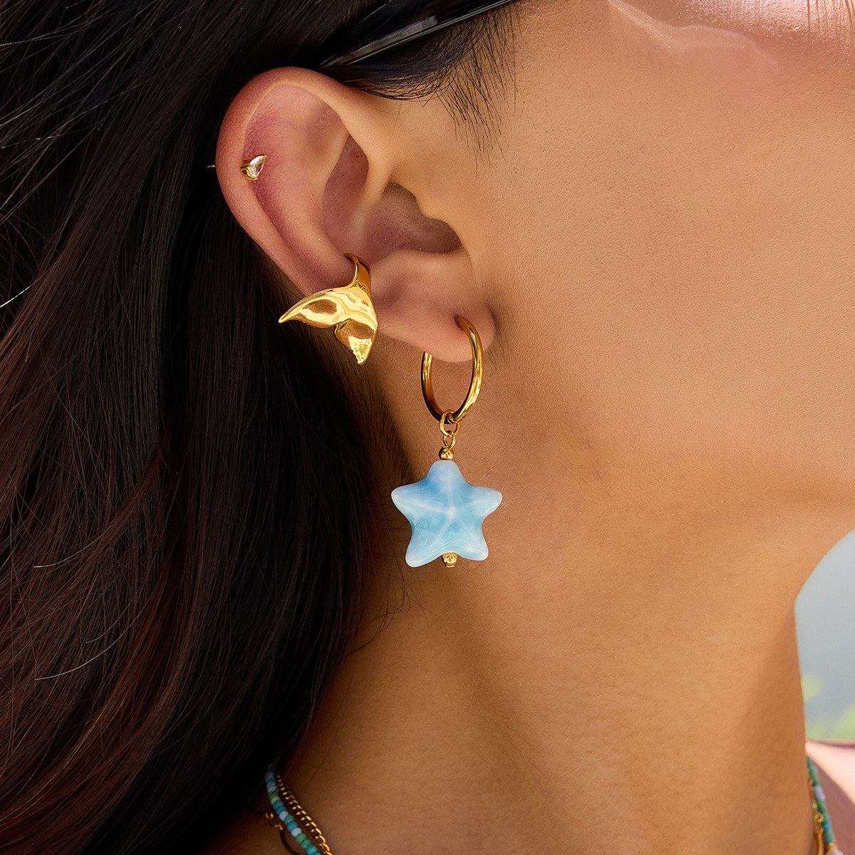 Starfish charm hoops, photo 4